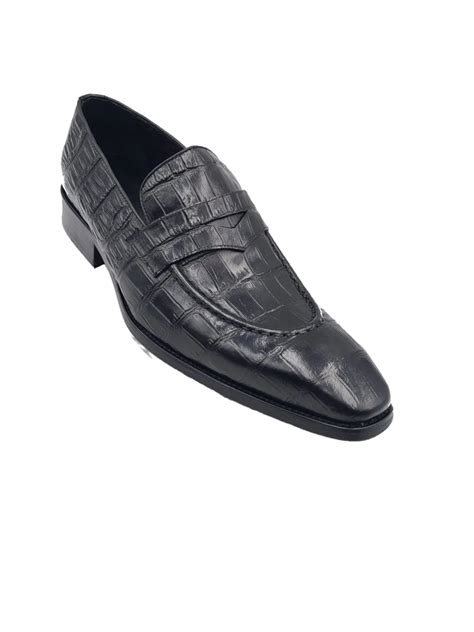 Carrucci Black Embossed Leather Mens Dress Shoes Design Menswear