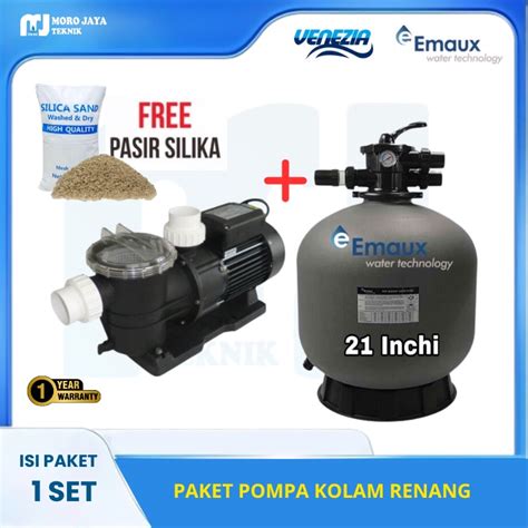 Jual Mesin Pompa Air Kolam Renang 1HP Sand Filter Emaux V500 Paket