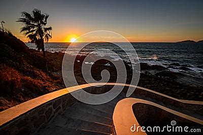 Sunset On Olas Altas Beach In Mazatlan, Mexico Stock Photography ...