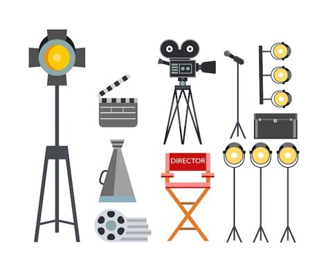 Movie making equipment collection illustration Vector | Premium Download