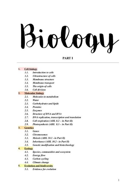 Ib Hlsl Biology Notes Pdf Version 729 Pages For Ib 1and2 Hobbies