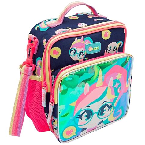 Lancheira Térmica Unicórnio Kawaii Puket Azul Marinho Dóris Kids