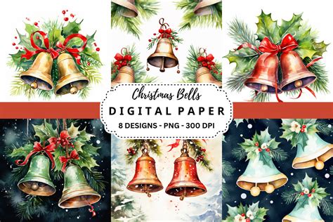 Christmas Bells Watercolor Background Graphic by pcudesigns · Creative ...