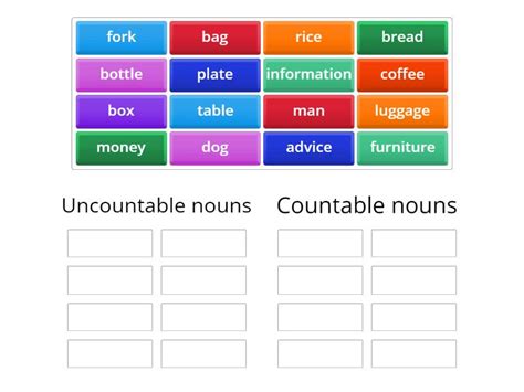 Countable And Mass Nouns Group Sort