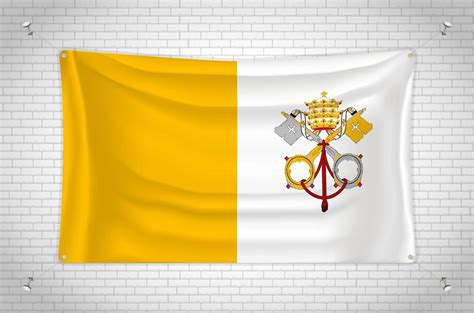 Vatican City Flag Hanging On Brick Wall D Drawing Flag Attached To