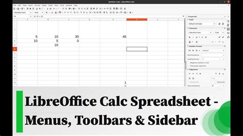 LibreOffice Calc Spreadsheet Menus Toolbars Sidebar YouTube