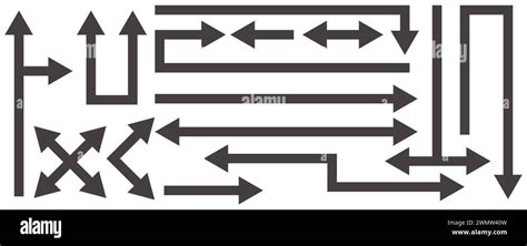 Straight Long Arrows Horizontal Black Bold Lines Transport Pointing