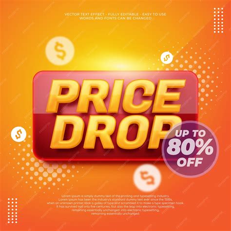 Premium Vector Promotion Banner Text Effect Editable Price Drop Template