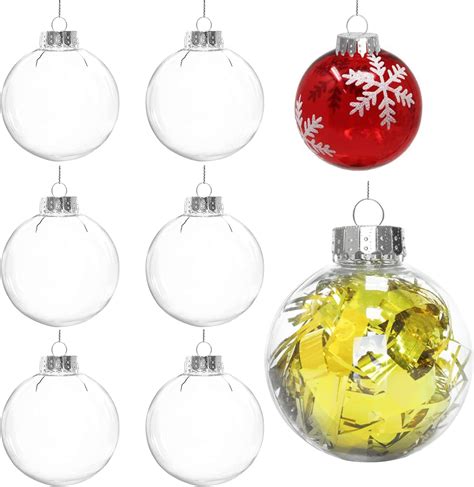 Juvale 36 Pack Mini Clear Fillable Christmas Ornaments For Crafts Plastic Balls For