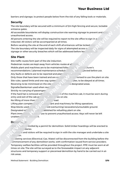 Building Demolition Method Statement Template Haspod