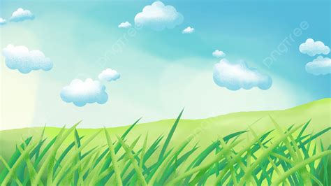 Background Latar Belakang Ilustrasi Rumput Hijau Langit Segar Hijau