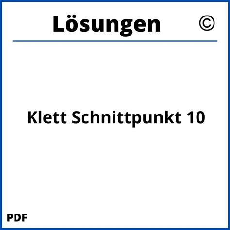 Klett Schnittpunkt 10 Lösungen Pdf 2024