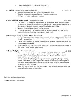 Natalie Boswell Resume