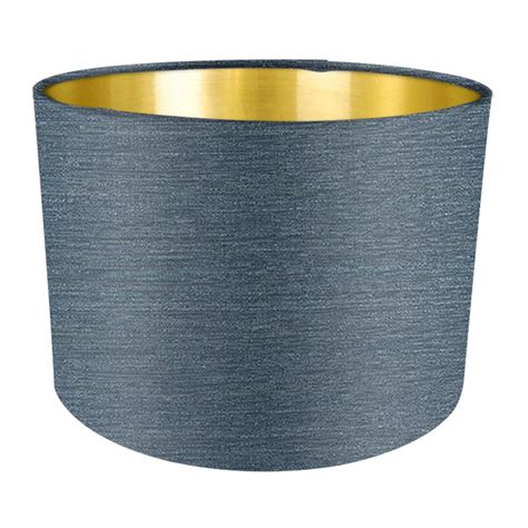 Aqua Fabric Lampshade Brushed Gold Inner Handmade Lampshades Table