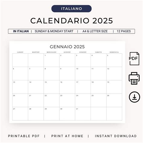 Calendario Calendario In Italiano Stampabile Calendario