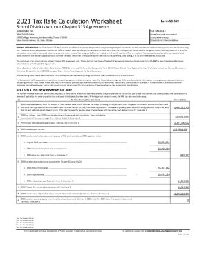 Fillable Online Tax Rate Calculation Worksheet School Districts