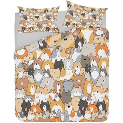 Housse De Couette 140 X 200 Cm Chats Mignons Chats Imprimés Parure De