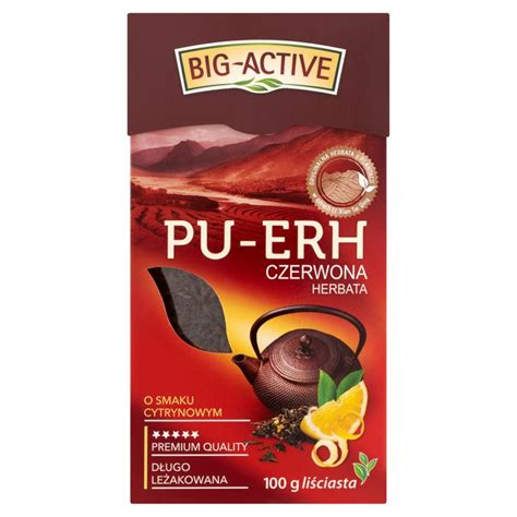 Big Active Pu Erh Herbata Czerwona O Smaku Cytrynowym Li Ciasta G