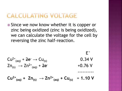 Ppt Calculating Voltages Of Electrochemical Cells Powerpoint