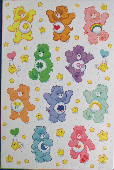 Care Bear Sticker 1 Sheet Each Sheet Is 6 X 4 Etsy