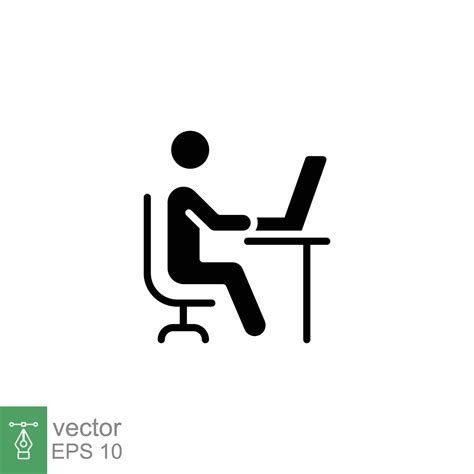 homem atrás computador escrivaninha ícone. simples sólido estilo