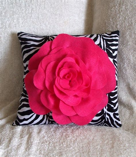 Hot Pink Roses Hot Pink Rose On Zebra Pillow X By Bedbuggs On