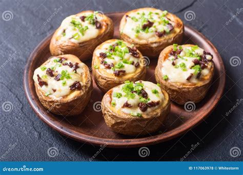 Baked Potato Stuffed with Cheese Stock Photo - Image of meat, jacket ...