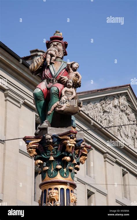 Famous Ogre Fountain By Gieng 16th Century Bern Switzerland Europe