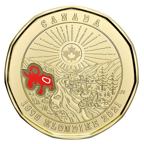 2021 (1896-) Canadian $1 Klondike Gold Rush 125th Anniv Coloured Loonie ...