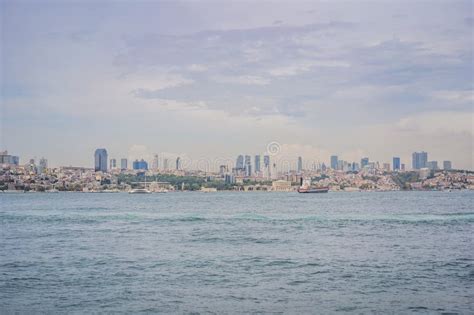 Istanbul At Sunset Turkey Tourist Boat Sails On Golden Horn In Summer