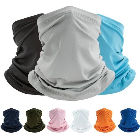 Summer Sun Protection Neck Gaiter Bike Cycling Mask Ice Silk Full Face Mask Solid Color