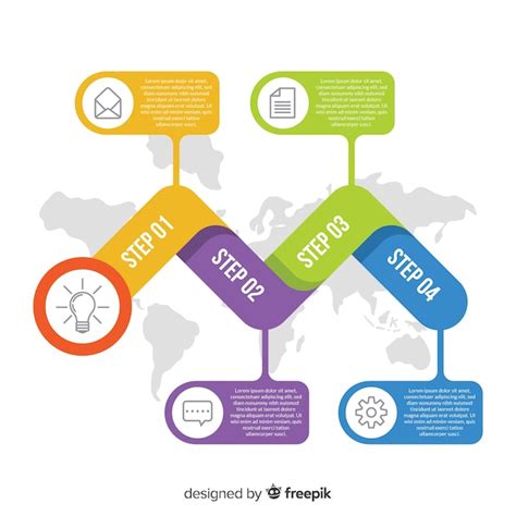 Modelo de etapas planas de infográficos Vetor Grátis