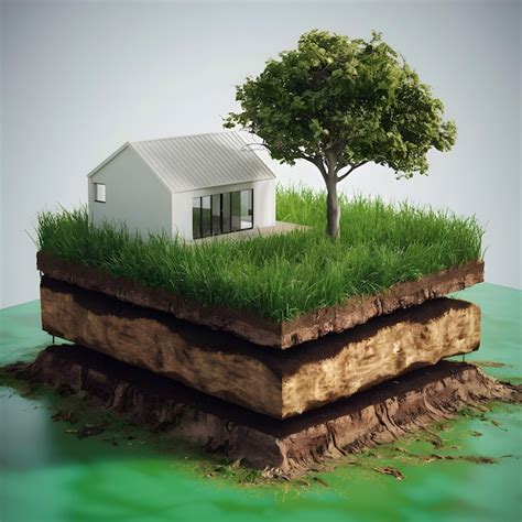 Premium Photo A Detailed 3d Model Of Earths Layers With House Tree