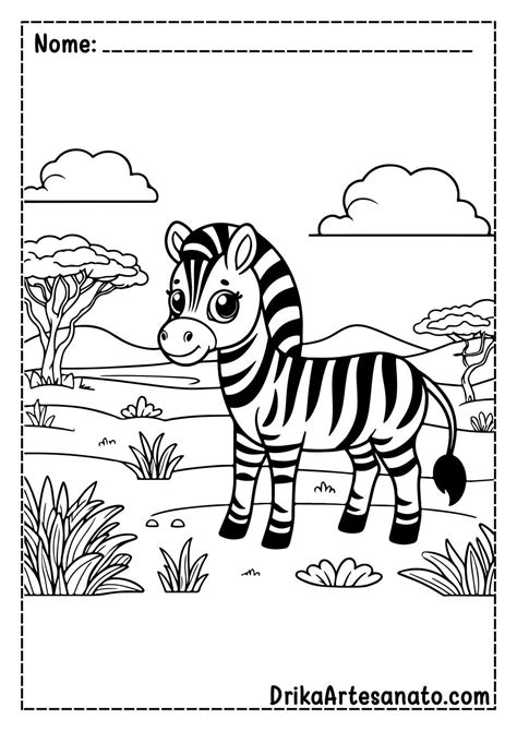 50 Desenhos de Zebras para Colorir Grátis em PDF