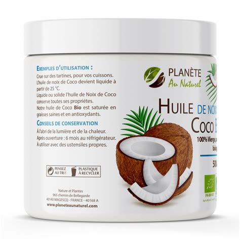 Huile De Noix De Coco Bio 500 Ml Vierge Pure Et Naturelle