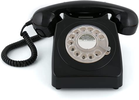 GPO Retro 746 ROTARY BLACK Dial Retro Landline Telephone With Curly