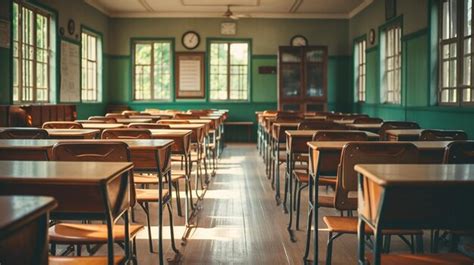 Premium Photo | Classroom in old school style with green chalkboard on the wall