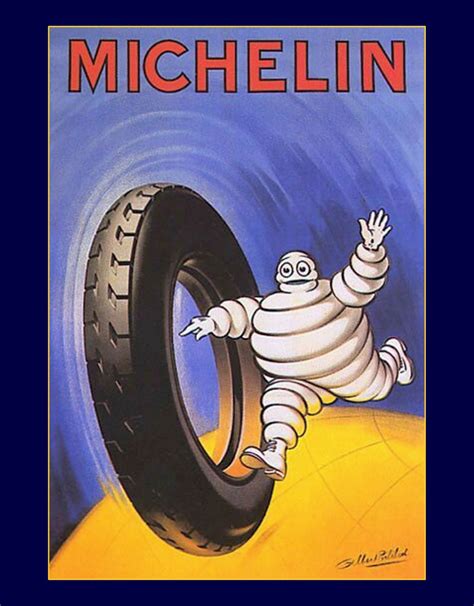 Michelin Man Running Alongside A Tire Advertisement X Etsy