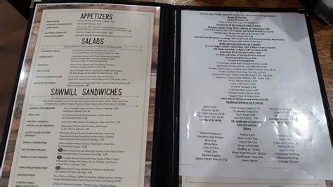 Menu at Sawmill Grill restaurant, Hampstead, Hwy 17