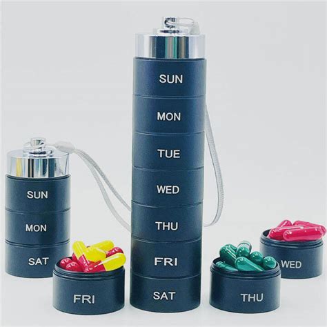 Metal Pill Organizer Weekly Stackable Waterproof Travel Pill Box