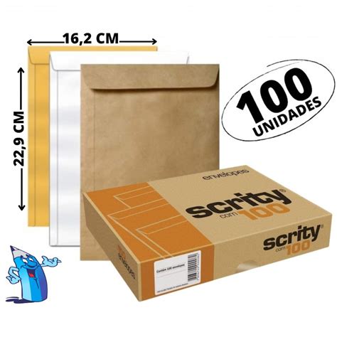 ENVELOPE KRAFT PARDO 100 UNIDADES 16 2X22 9CM SCRITY Shopee Brasil