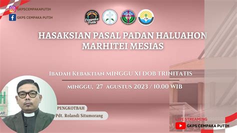 Ibadah Kebaktian MINGGU XII DOB TRINITATIS 27 Agustus 2023 YouTube