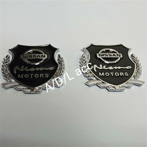 jual emblem stiker lambang mobil logo nissan silver plat besi keras