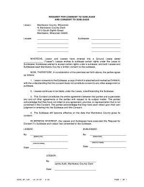 Fillable Online Request For Consent To Sublease And Consent To Fax