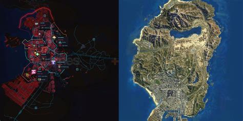 GTA 5's Map Compared To Cyberpunk 2077's Night City