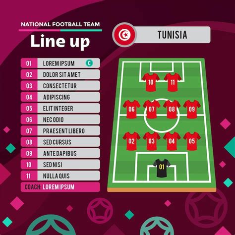 Premium Vector | Football championship 2022 tunisia team line up poster ...