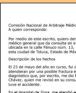 Ejemplo De Denuncia Relacionado Con Los Servicios De Salud