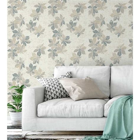 Papel De Parede Adesivo Folhagem Laminado Para Quarto Nude Cinza Submarino