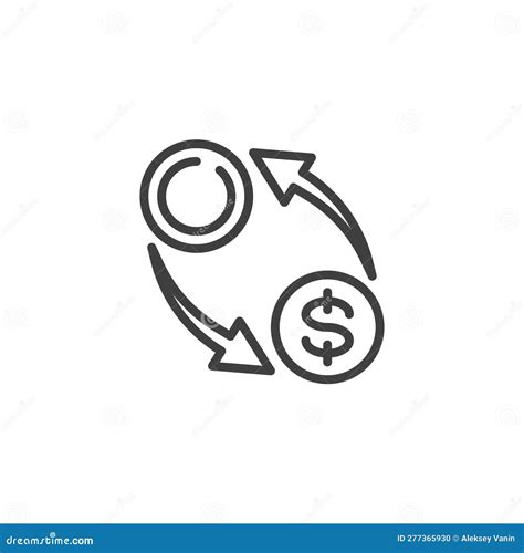 Currency Exchange Line Icon Stock Vector Illustration Of Thin Bank