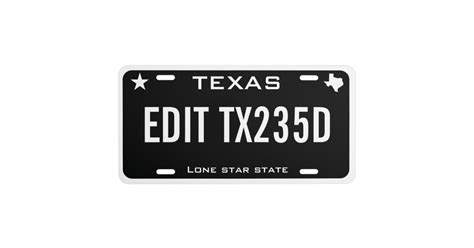 Personalized Custom Black Texas License Plate Zazzle